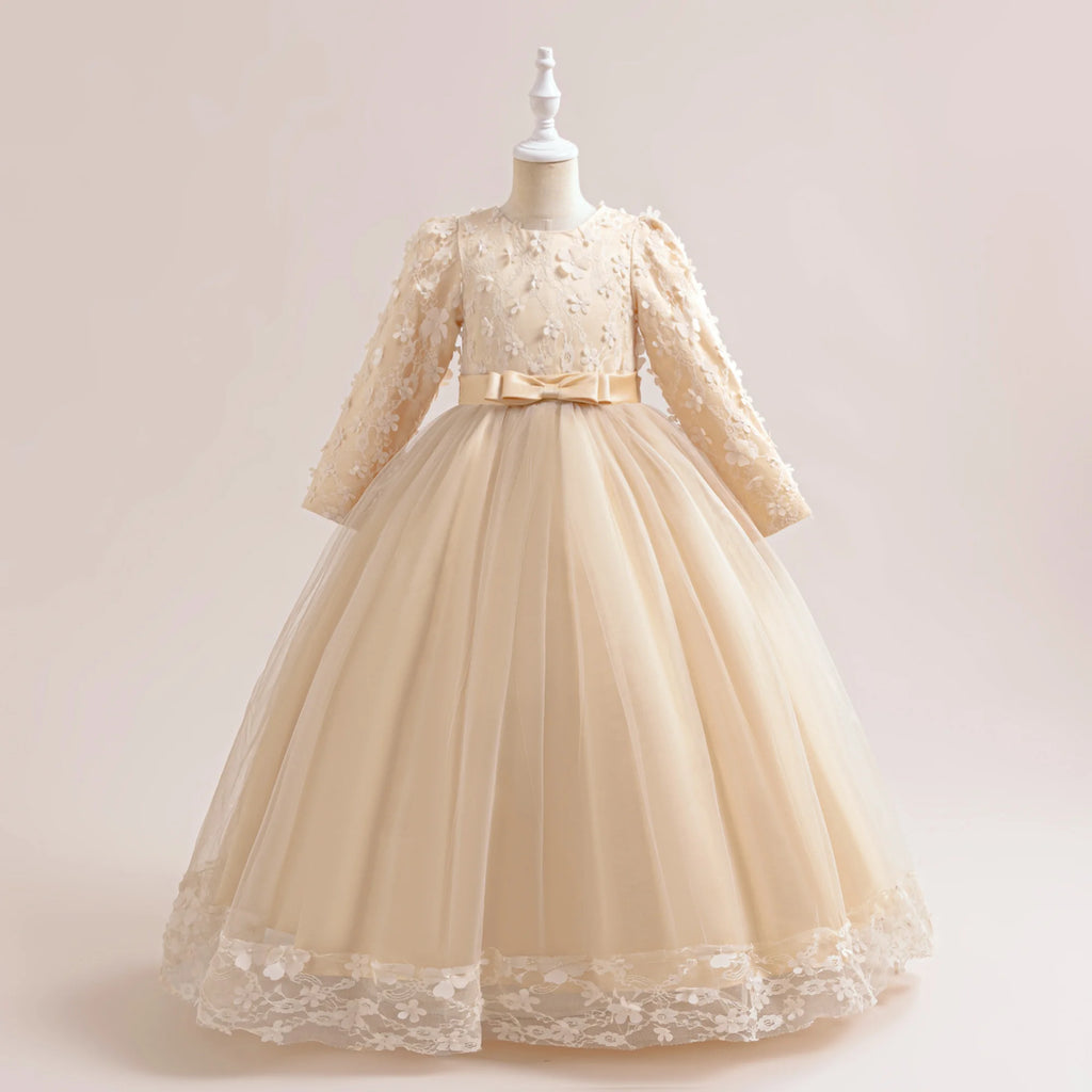 Long-Sleeve Lace Junior Bridesmaid Dress