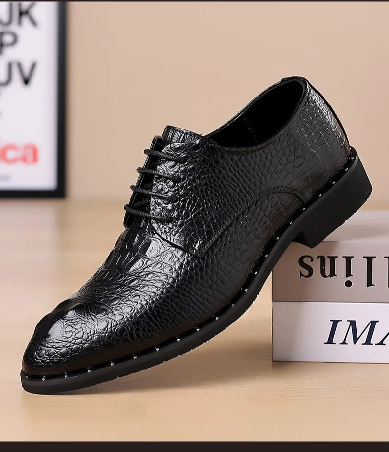 Men's Dress Shoes Business Formal Leather Lace Up All Season Comfortable Wedding Shoes Classic Business Casual Durable Footwear