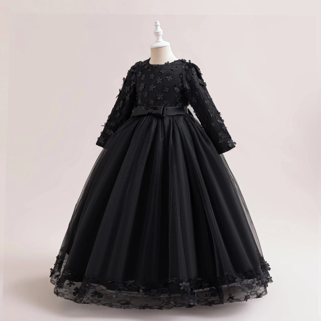 Long-Sleeve Lace Junior Bridesmaid Dress