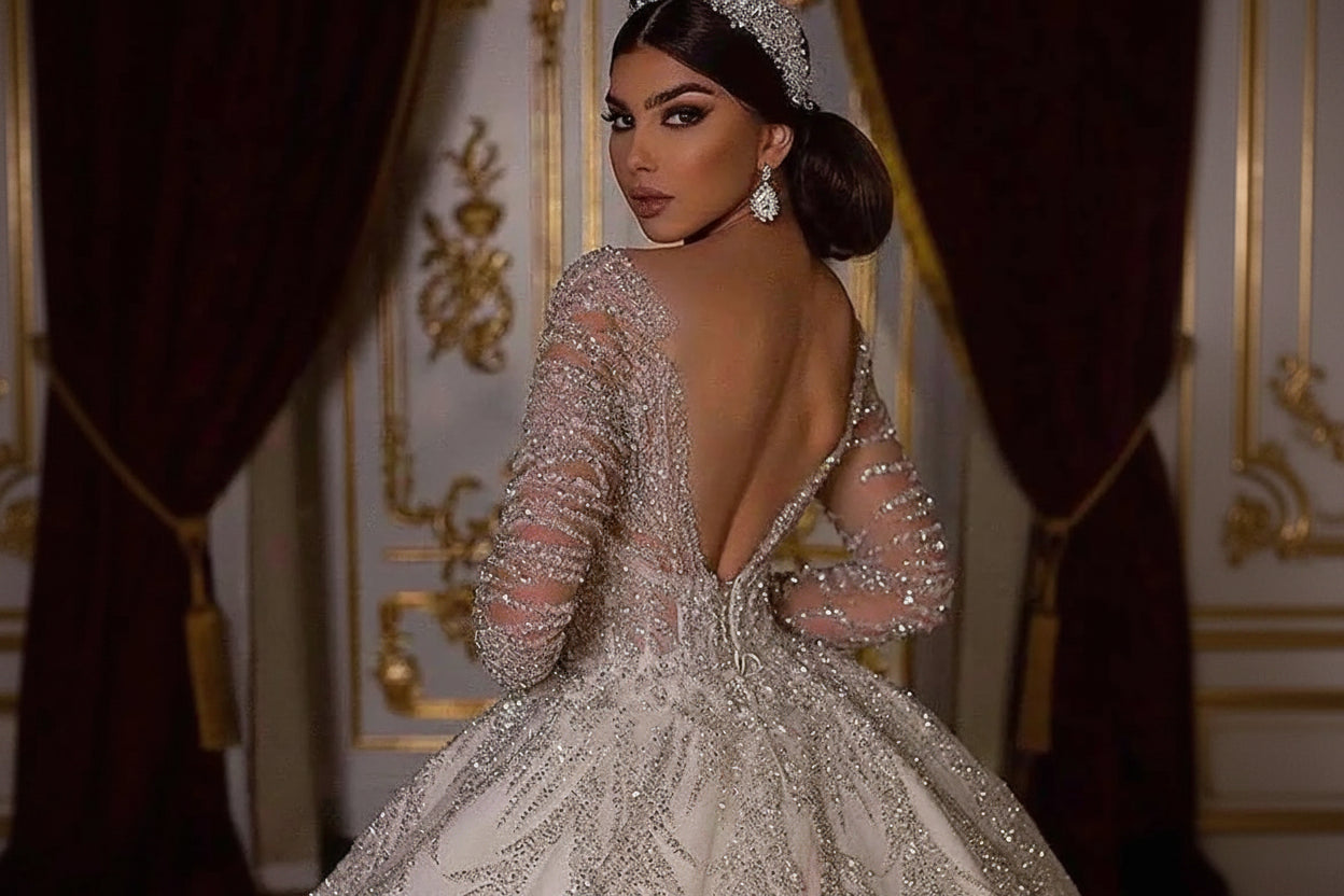 Newest Wedding Dresses For Bride  Ball Gown Sweetheart Neckline Full Sleeves With Beading Sequined Customized Vestidos De Novias