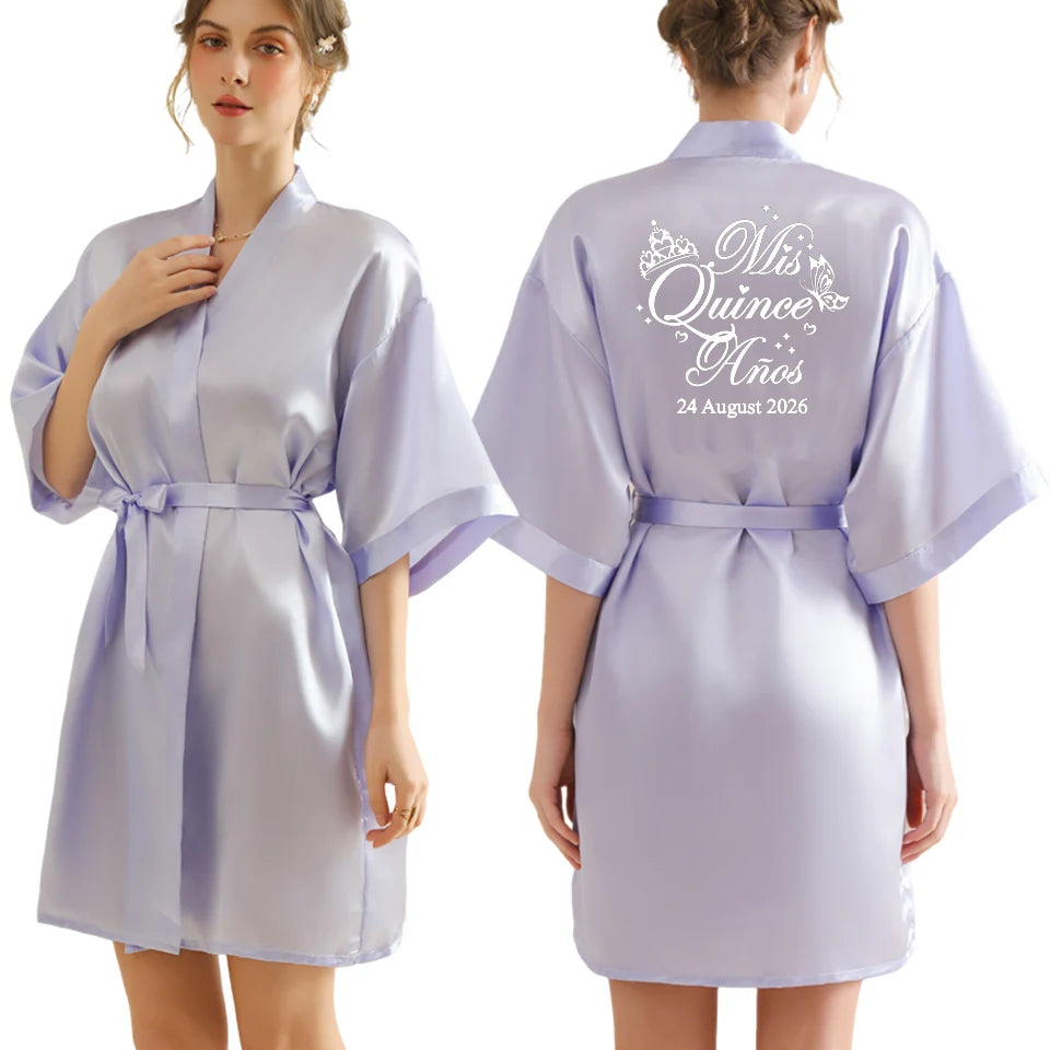 Personalized Text Logo Wedding Bathrobe Bridal Robe Bride Bridesmaid Wedding Robes Woman Bachelorette Hen Party