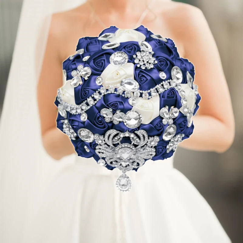Navy Champagne Wedding Bouquet Flowers
