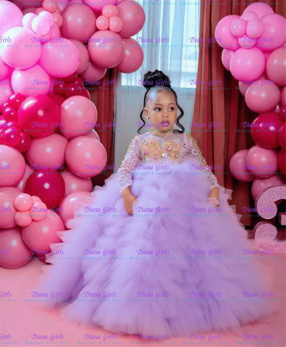 Layered Tulle Sequin Flower Girl Gown