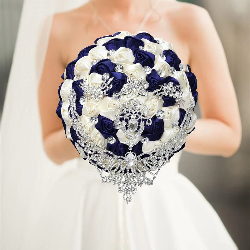 Navy Champagne Wedding Bouquet Flowers