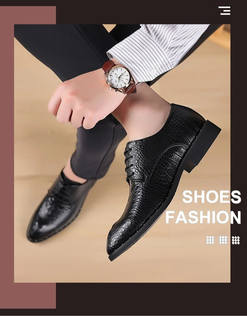 Men's Dress Shoes Business Formal Leather Lace Up All Season Comfortable Wedding Shoes Classic Business Casual Durable Footwear