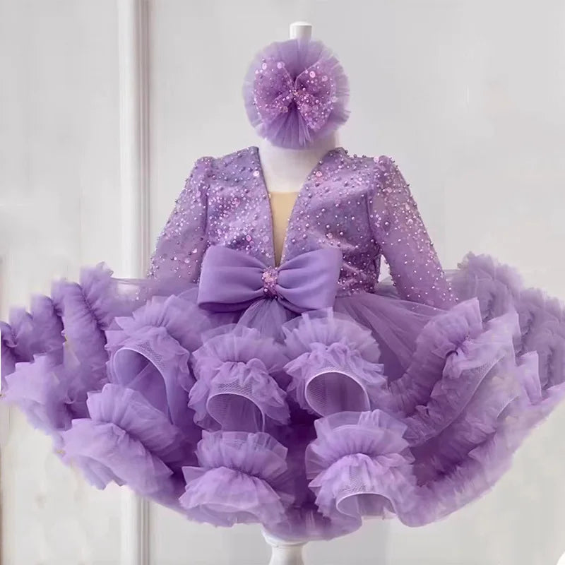 Sequined Ball Gown Flower Girl Dress