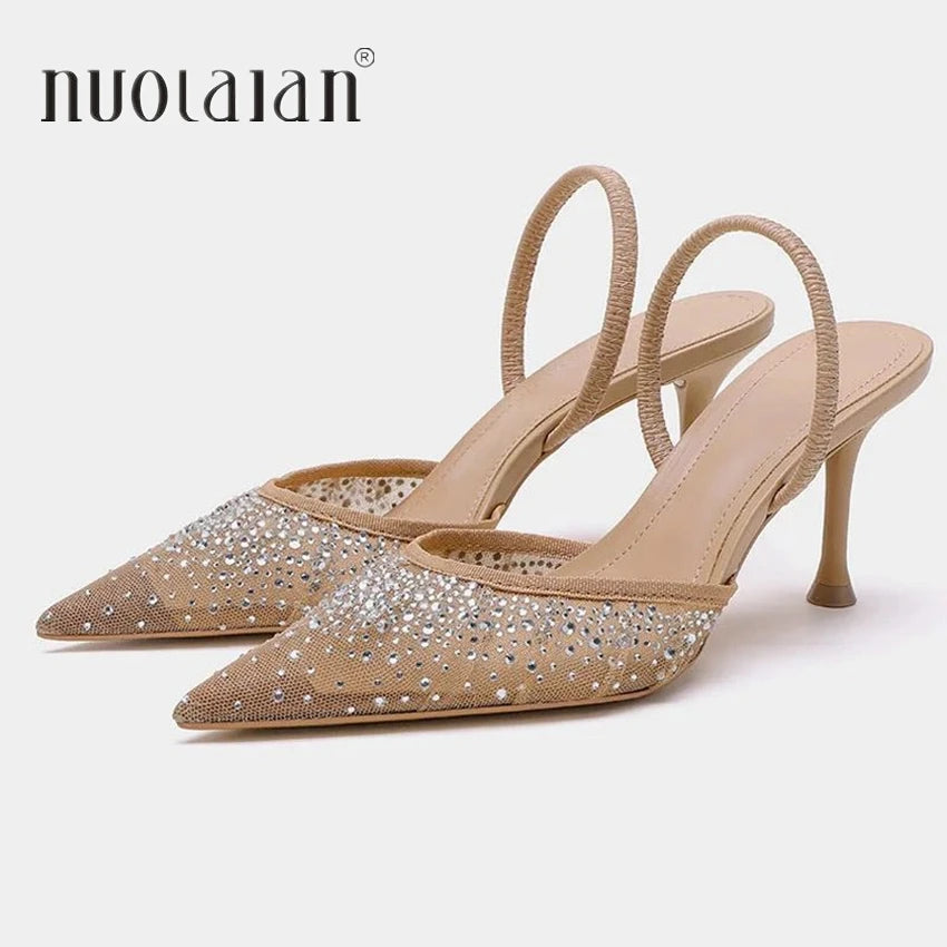 Rhinestone Mesh Slingback Bridal Heels