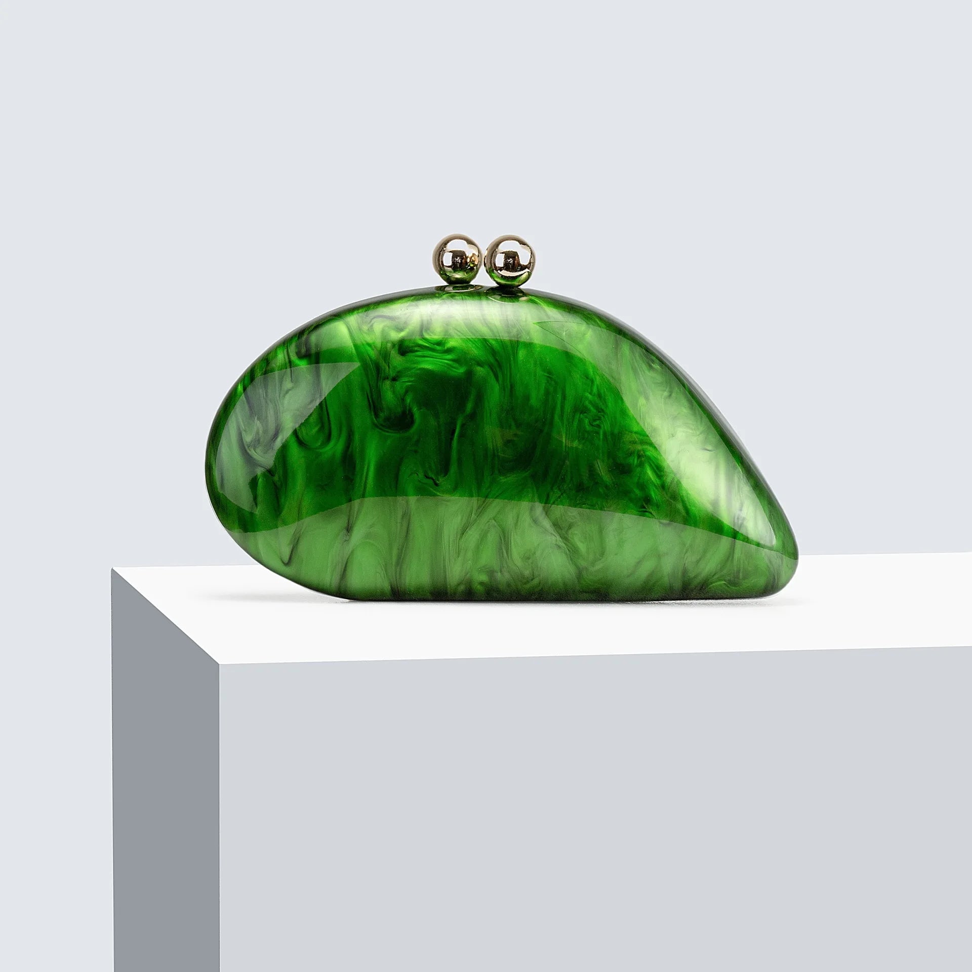 Oval Shell Acrylic Crossbody Clutch