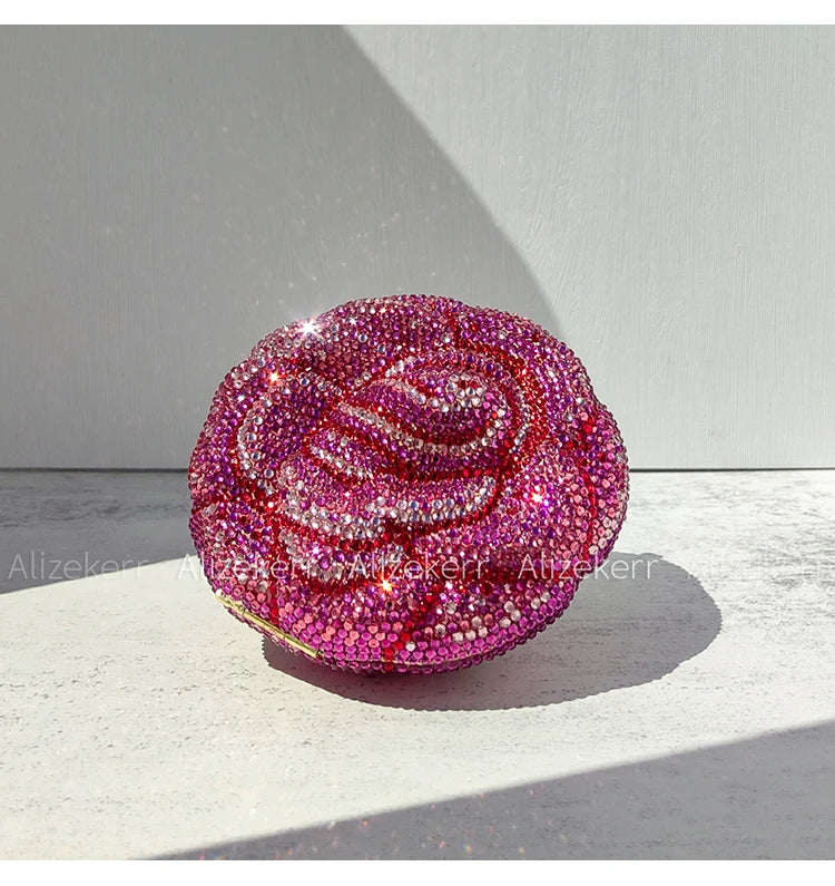 Rose-Shaped Flower Evening Clutch