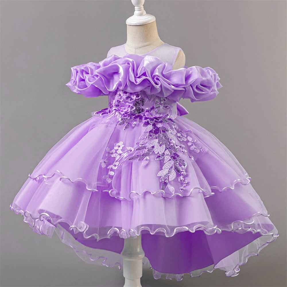 Tulle Bow Flower Bridesmaid Dress