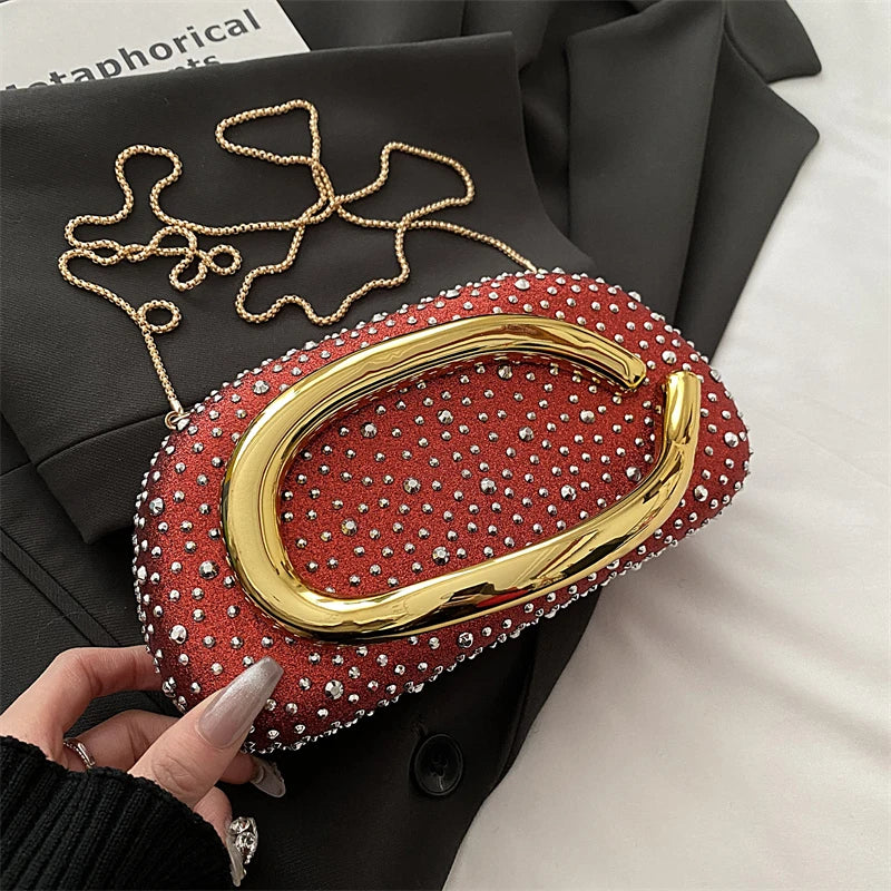 Red Wedding Evening Clutch Bag For Women Luxury Silver Gold Fashinon Party Purse And Handbag Trend Lady Lipstick Crossbody Bag