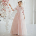 Half-Sleeve Tulle Flower Girl Dress