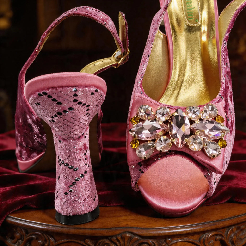 New Designer Bigger Size Shoes and Bags Set for Women 2026 Italian Wedding Shoe for Bride Ladies High Heel Shoes with Rhinestone