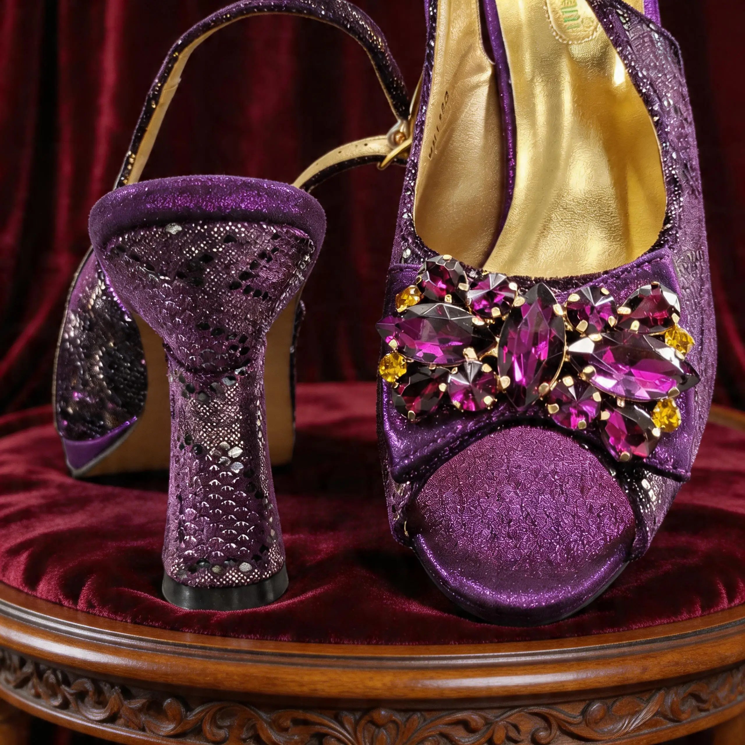 New Designer Bigger Size Shoes and Bags Set for Women 2026 Italian Wedding Shoe for Bride Ladies High Heel Shoes with Rhinestone