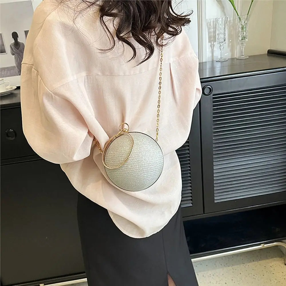 Circular Silk Rhinestone Banquet Clutch