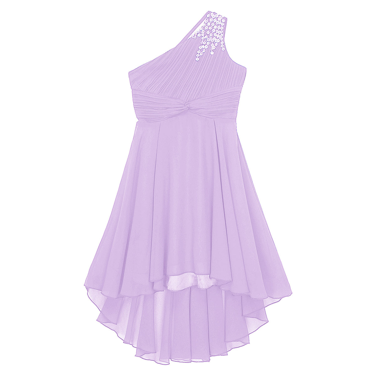 Kids Wedding Flower Girls Dress Shiny Beaded One Shoulder Chiffon Princess Dress Elegant Evening Pageant Birthday Party Gown