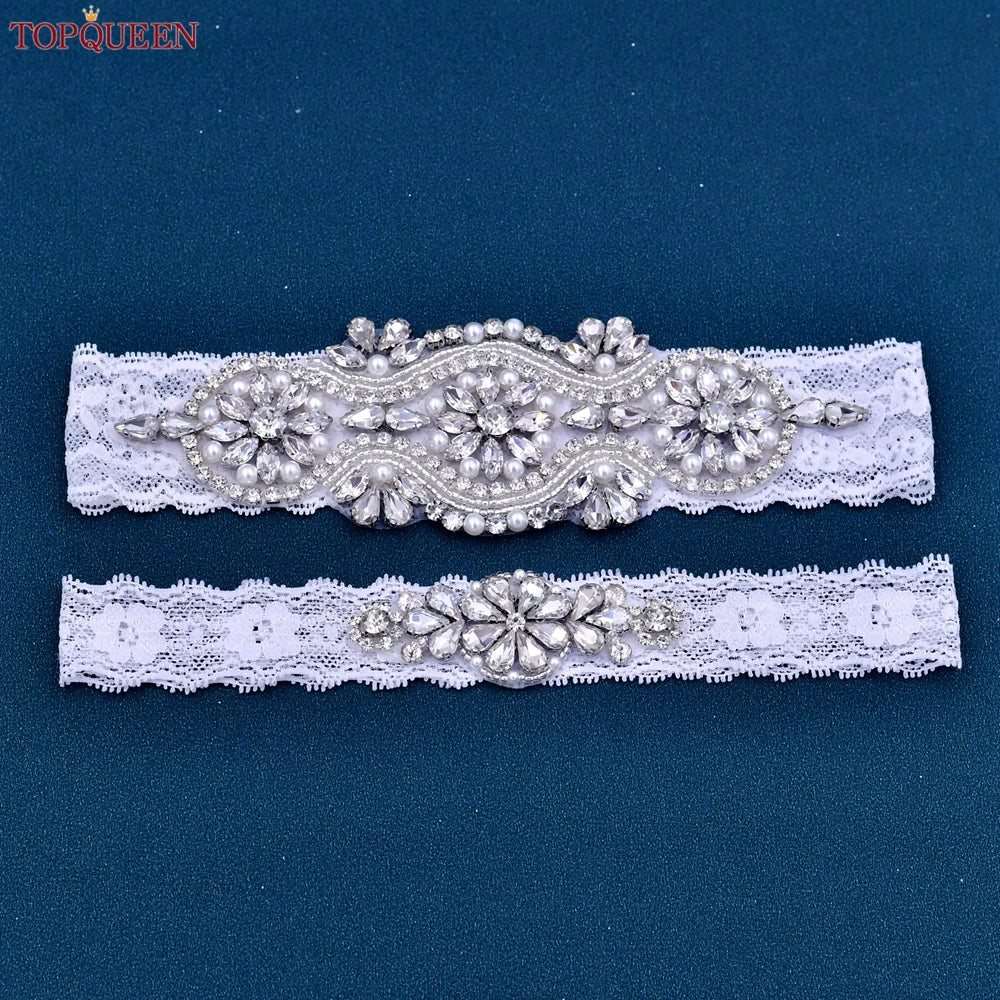 Handmade Rhinestone, Pearl, and Crystal Bridal Garter