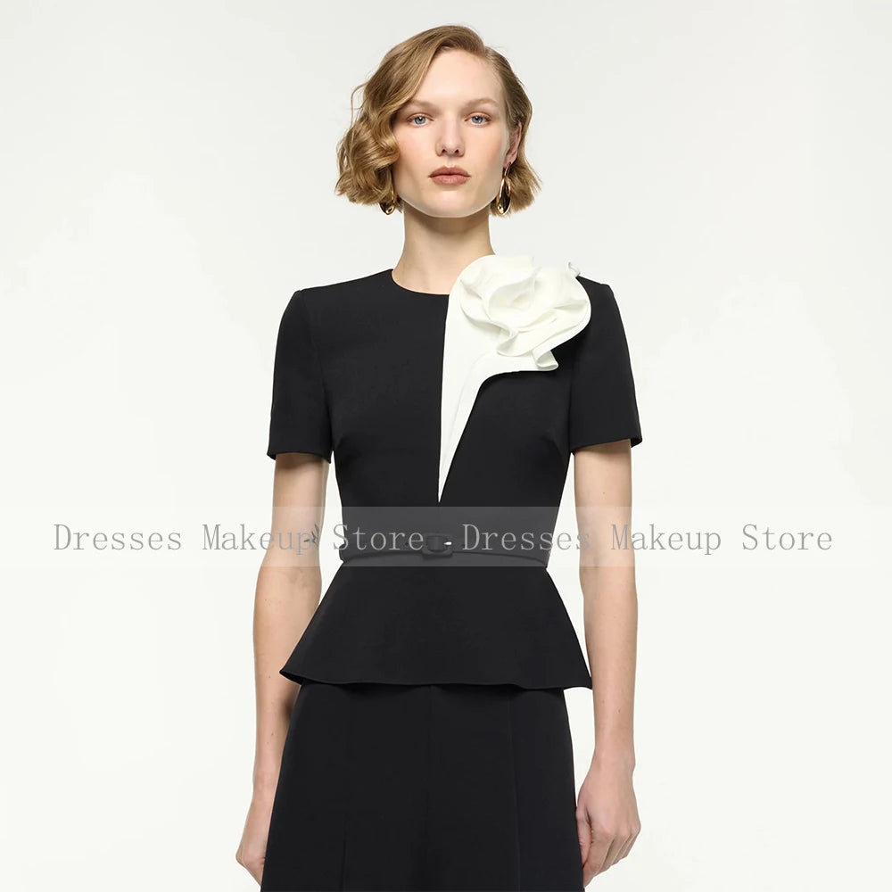 Customized Wedding Guest Dress 2 Pieces Short Sleeves Modern Mother of the Bride Dresses Mermaid Midi Women's Cocktail Gowns