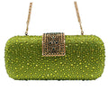 XIYUAN Women Green Crystal Evening Clutch Bag Glittering Purple Rhinestone Handbag Wedding Party Purse Full-diamond Bridal Bags