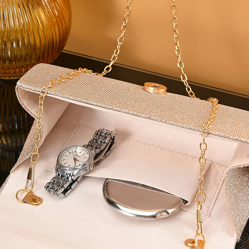 Wedding Bride Dinner Purse for Women Banquet Silver Clutch Bag Fashion Ladies Shinny Rhinestone Evening Bag