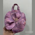 3D Floral Soft PU Leather Women Small Bucket Handbag Wedding Purse Dress Party Evening Bridal Clutch Bag