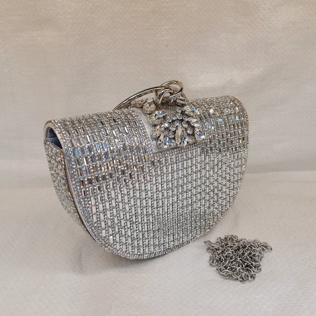 Pretty Rhinestone Clutch Evening Bag Women Wedding Party Purse Evening Banquet Round Bag European Exquisite Bridal Purse Para