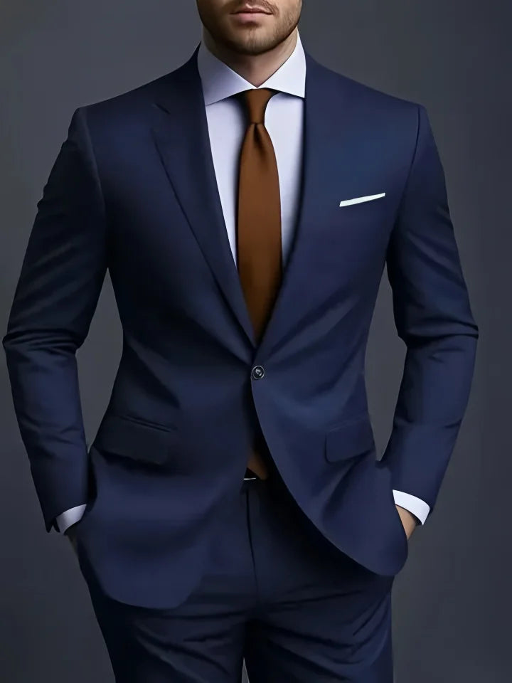 Elegant Men's Suit Sets- Slim Fit Tuxedo Set for Weddings & Formal Occasions, Black Suit