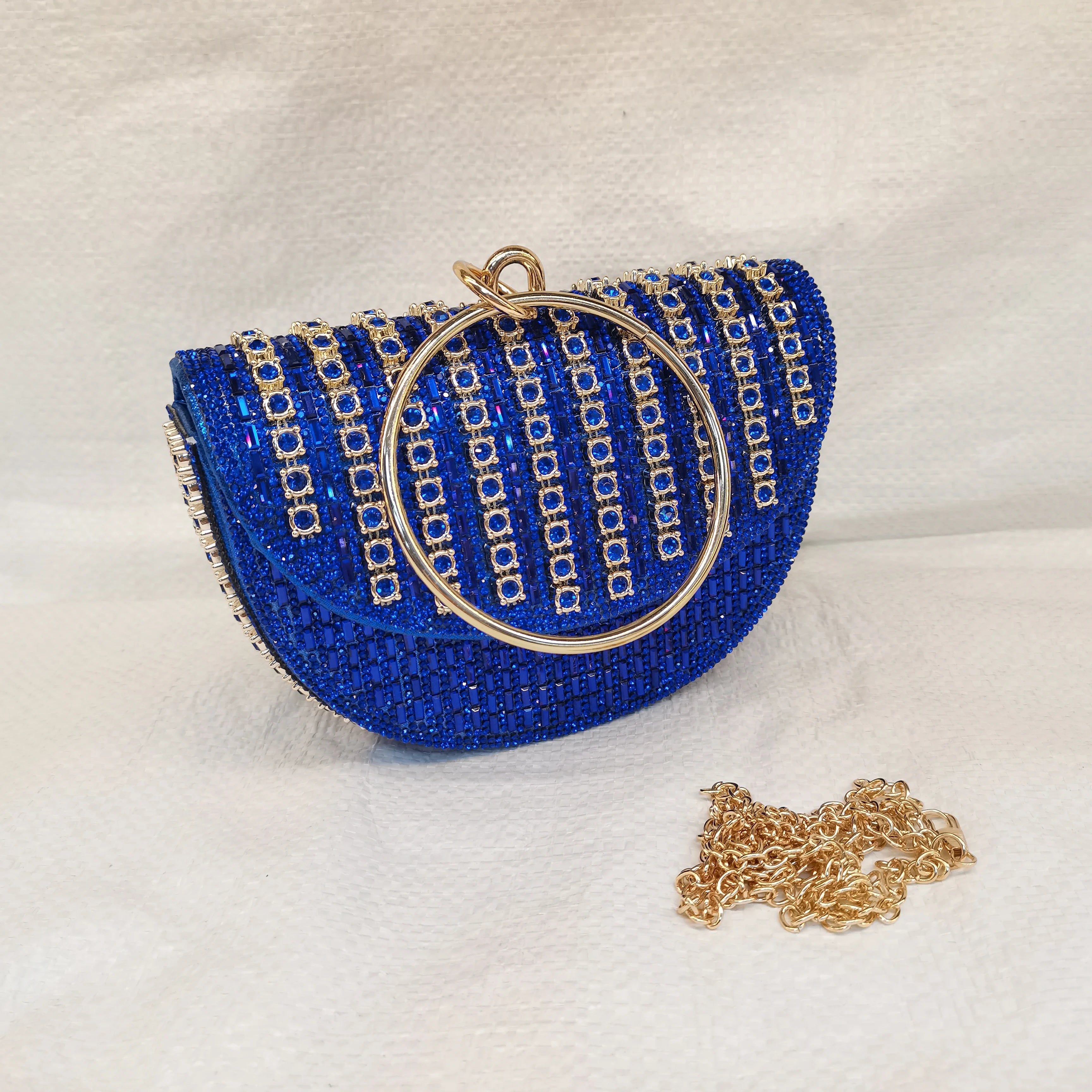 Pretty Rhinestone Clutch Evening Bag Women Wedding Party Purse Evening Banquet Round Bag European Exquisite Bridal Purse Para