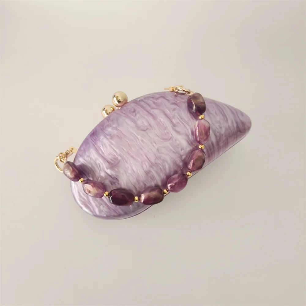 Oval Shell Acrylic Crossbody Clutch