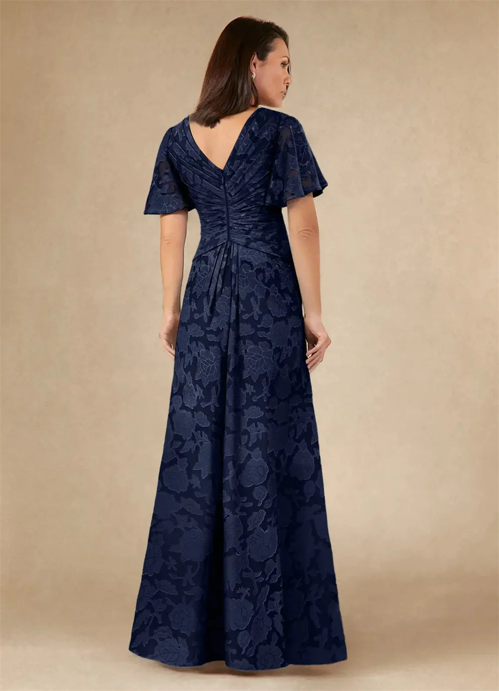 Mother of the Bride Dress 2026 Elegant Lace Mother Dresses V Neck Short Sleeve Wedding Guest Dress Pleated Chiffon Evening Gown