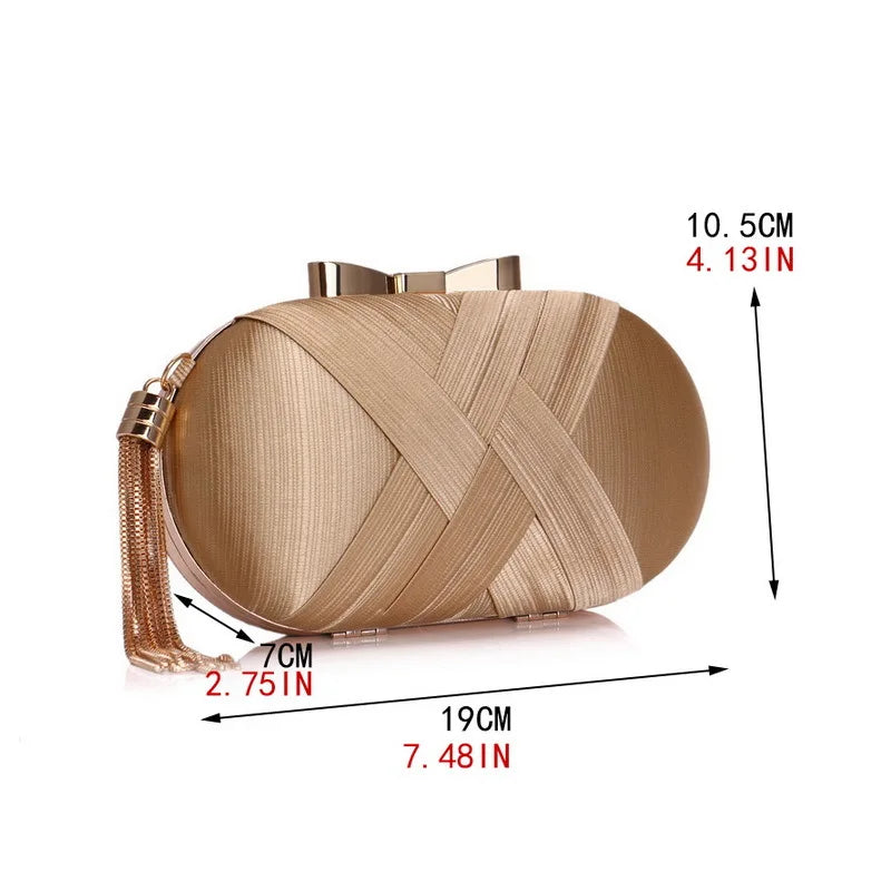 Clutch Bag for Women Elegant Tassel Lightweight Sparkling Compact for Party Wedding Evening