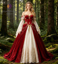 Enchanted Forest Red Velvet Medieval Wedding Dress 2026 Off Shoulder Victorian Celestial Whimsigoth Bridal Gowns Ombre Cosplay