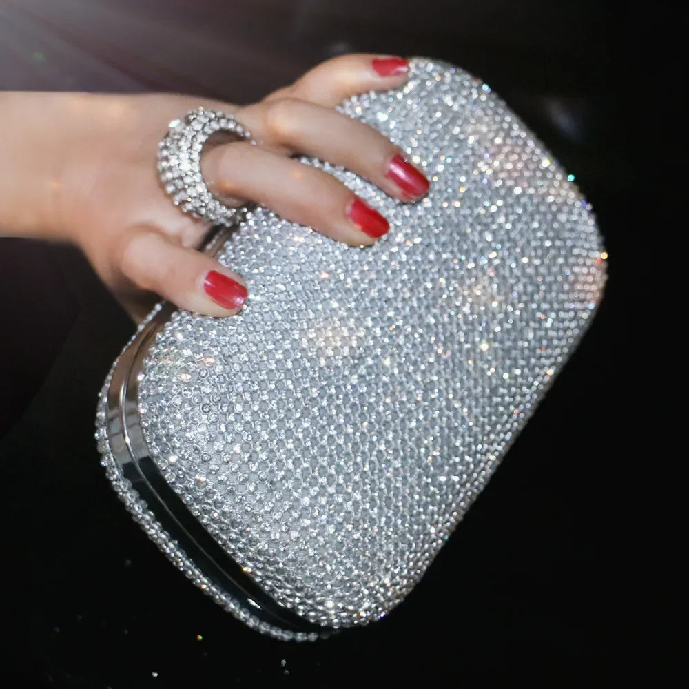 Diamond-Studded Chain Evening Bag