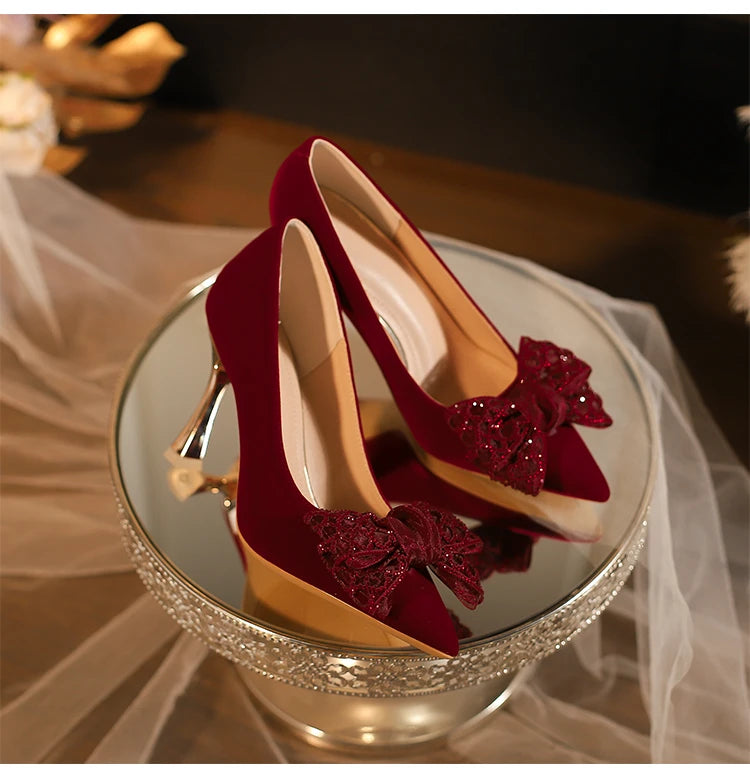 Bride Wedding Shoes 2026 New Red Toast Chinese High Heeled Single Shoes