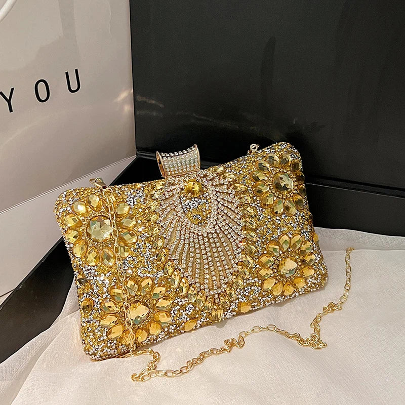 Rhinestone Gemstone Crossbody Clutch