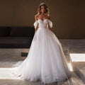 Off-Shoulder Beaded A-Line Wedding Dress