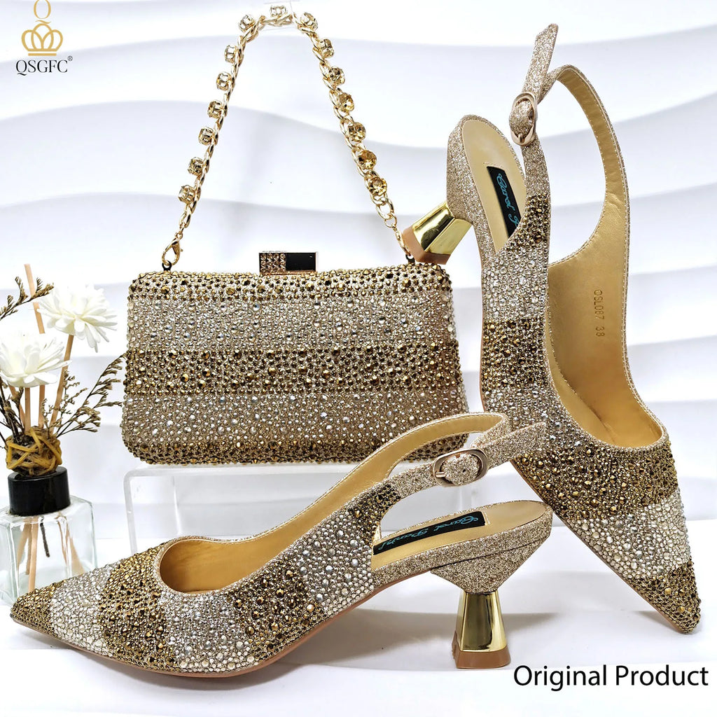 Rhinestone Shoe & Bag Set