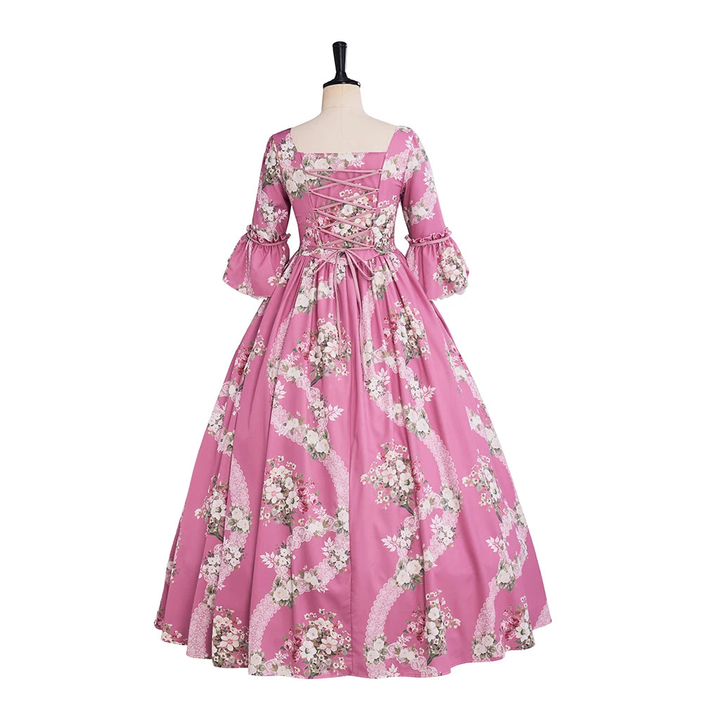 18th Century Rococo Floral Dress Victorian Royal Princess Wedding Ball Gown Marie Antoinette Baroque Gothic Lolita Walking Costu