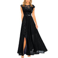 3D Flower High Slit Bridesmaid Dress