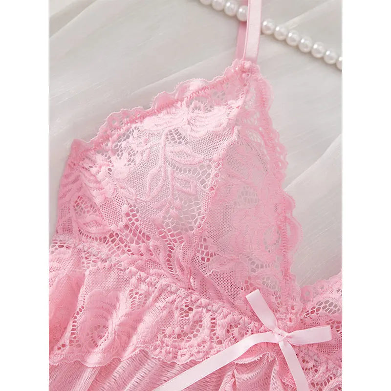 Plus Size Lace Nightgown & Thong Set