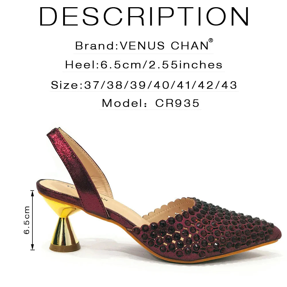 Wine Crystal Pointed-Toe Heels
