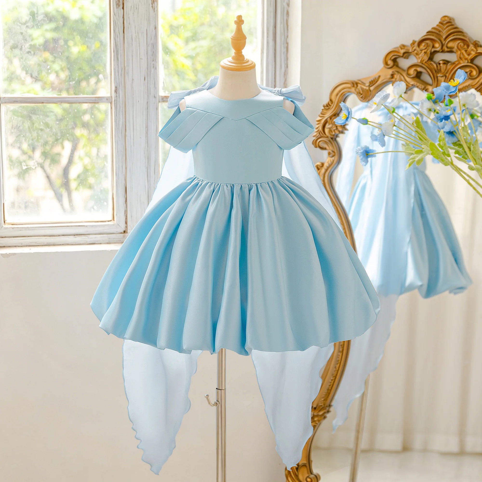 Elegant Bridesmaids Party Girl Dress Flower Wedding Birthday Baptism Princess Prom Dress Girl First Communion Graduation Costume