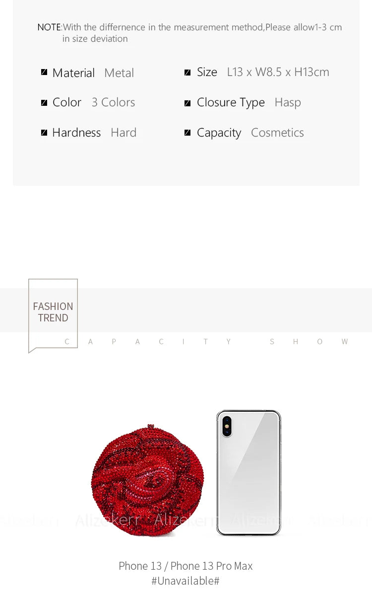 Rose-Shaped Flower Evening Clutch