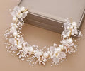 Wedding Accessory Bride Crown Hair Crystal Jewelry Tiara With Pearls Flowers Wedding Crown Floral Pearl Bridal Headband