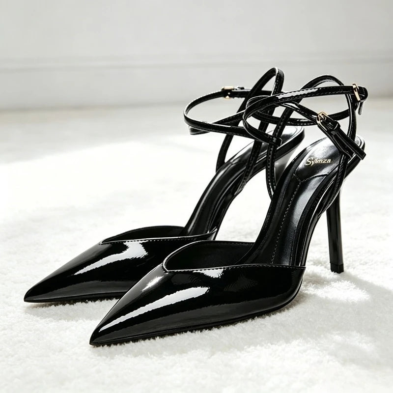Luxury Designer Brand Heels For Women Sexy Pointed Toe Naked Strap Design Heeled Sandals Elegant Wedding Bridal Shoe Party Shoes