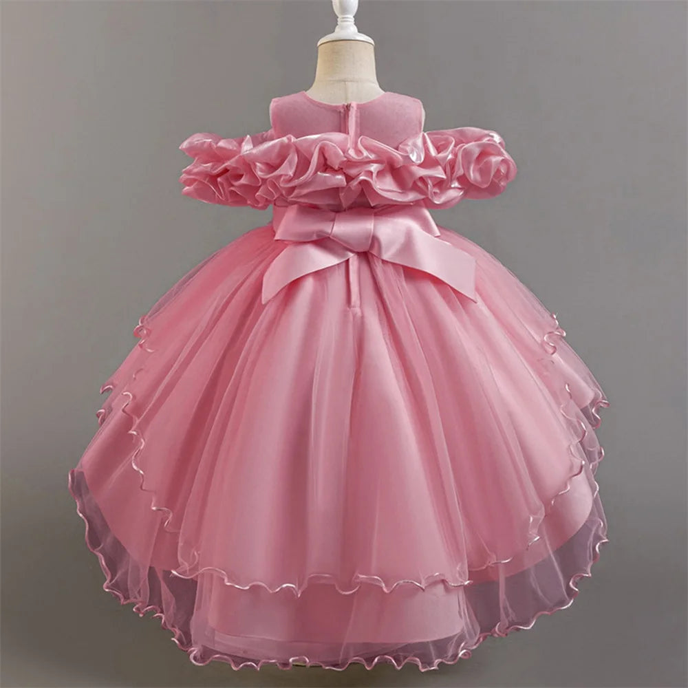 Pink Tulle Princess Flower Girl Dress