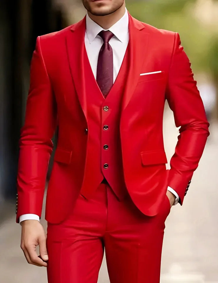 Elegant Men's Suit Sets- Slim Fit Tuxedo Set for Weddings & Formal Occasions, Black Suit