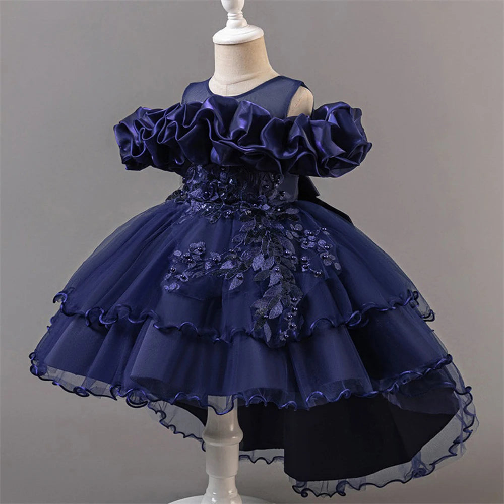 Tulle Bow Flower Bridesmaid Dress