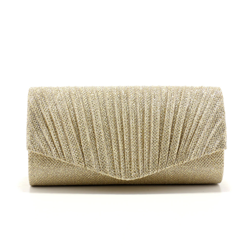 Ruched Sequined Envelope Clutch
