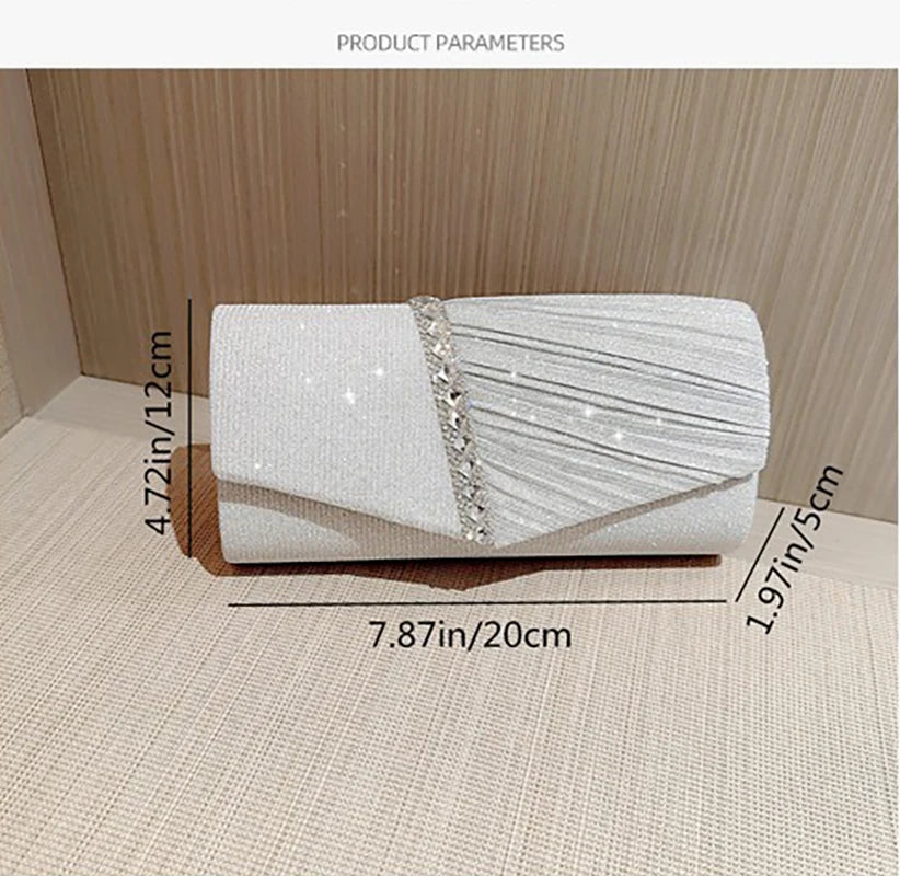 Women's Wedding Clutch Bag Luxury Rhinestone Bow Handbag Banquet Evening Party Purse Chain Diagonal Shoulder Bags For Women